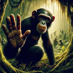 Illustration of a bonobo saying hi